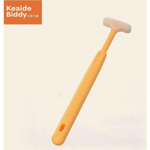 Soft training carton infant safe silica gel baby tongue scraper cleaner infant learning heat-proof oral care on sale KD3088