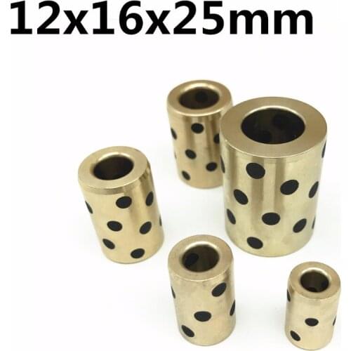 12x16x25 mm linear graphite copper set bearing copper bushing oil self-lubricating bearing JDB for shaft 12mm