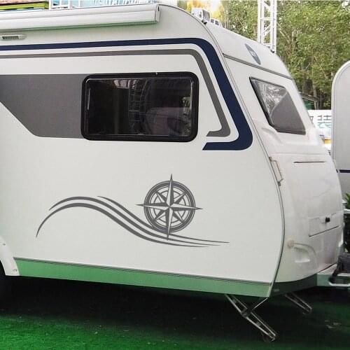 New Wave and Compass Side Kits Car Stickers For Caravan Art Decals Most Vehicles Camper Van Compass Sticker