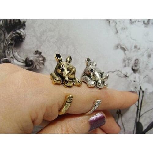Wholesale Unique Retro rhinoceroses Adjustable Ring High Quality Design Mens rhinoceros Promise Rings Women Gift Overwatch Aros