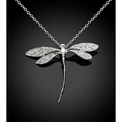 Dragonfly Pendant Necklace Silver Color Necklace For Women Necklaces & Pendants Silver Plated Choker Necklaces Jewelery Colar J7