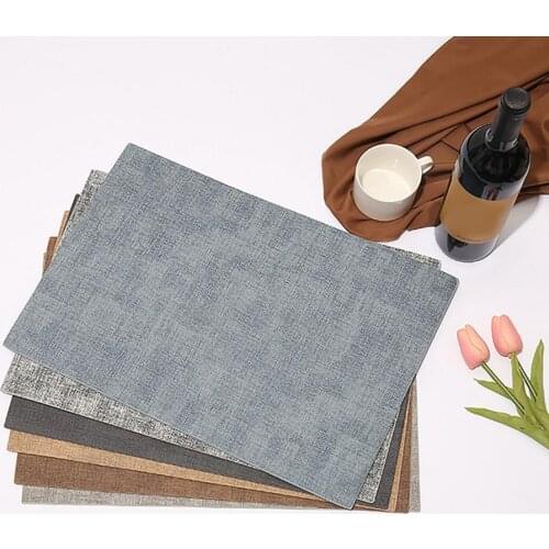 Faux Leather Placemat Waterproof Heat Insulation Rectangle Double-sided Foldable Oilproof Dining Table Mat Kitchen Suppplies