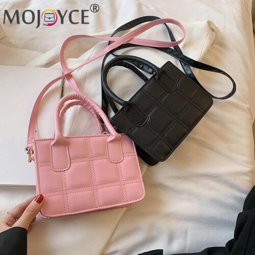 Casual All-mtach Lattice Pattern Travel Shoulder Crossbody Mini Bag Fashion Women PU Leather Solid Color Messenger Handbags