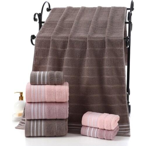 Drop Shipping Towels Set Bathroom High Quality Absorbent Soft Cotton Bathroom Towel Hand Towel Toalla Playa Three Pieces