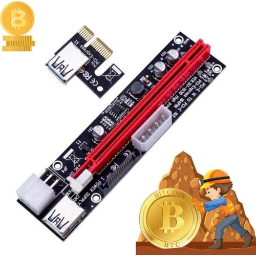 VER009S PCI-E Riser Card Dual 6Pin Adapter Card PCIe 1X To 16X Extender Card 60cm USB 3.0 Data Cable For BTC Mining Miner