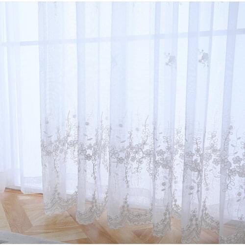 Luxury Blue Coiled Silk Three-dimensional Embroidery Sheer Tulle Living Room Curtains White Blinds Voile Curtains For Bedroom #5