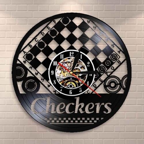 Checkers Vintage Vinyl Record Wall Clock Chess And Checkers Chess Board Wall Clock Checkers Wall Decor Gift for Chess Lovers