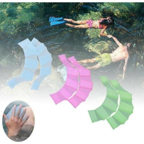Silicone Swimming Hand Fins Flippers Palm Finger Webbed Paddle Water Sports