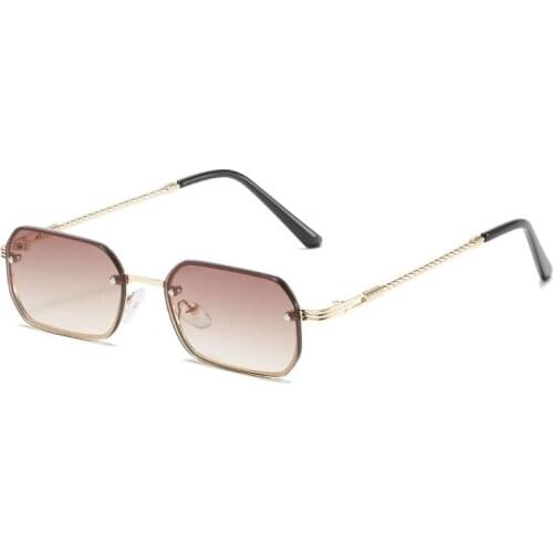 New Fashion Small Rimless Sunglasses Luxury Designer Women Men Metal Square Sun Glasses UV400 Shades Eyewear Oculos de sol