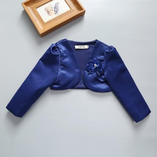 Navy Blue Girls Cardigans Wedding Jacket Kid Girl Coat for 1 2 3 4 6 8 10 12 Years Old Outcoat Shawl Girls Clothing OKC195114