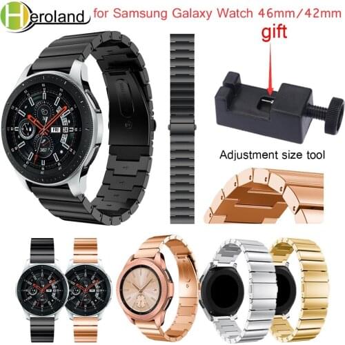 Stainless Steel Smart Watchband Strap For Samsung Galaxy Watch 46mm 42mm Wristband Metal For Huawei watch GT 2 Replacemet + tool
