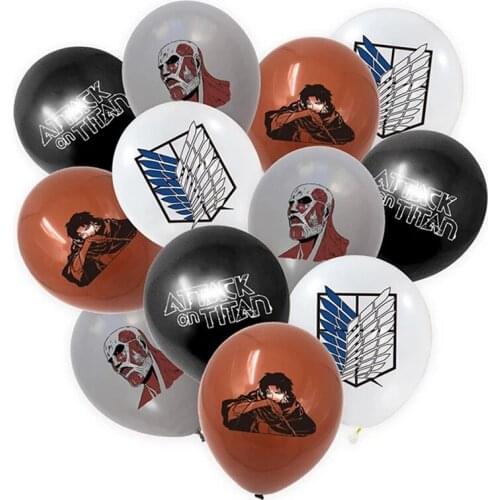 12pcs/lot Attack on Titan Latex Balloons Japan Anime Fans Cartoon Birthday Party Decorations Boy Kids Hero 12inch Ballons Toys