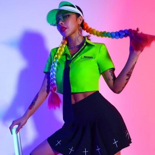 Green Pole Dance Clothing Women Sexy Showgirl Outfit DJ DS Clubwear Gogo Dancer Costume Nightclub Costume Jazz Dancewear DL7875