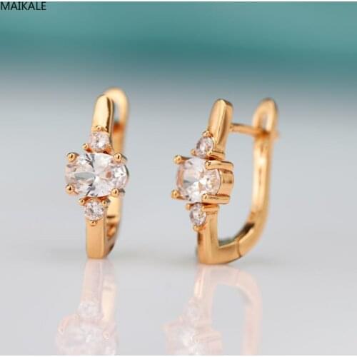 MAIKALE Fashion New Stud Earrings For Women Copper Zirconia 585 Rose Gold Earrings Exquisite Jewelry Wedding Party Wholesale