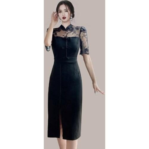 Sweet Mesh Sexy Hollow Out Splicing Pencil Dresses For Women Korean OL Work Bodycon Casual Elegant Party Dress Vestidos