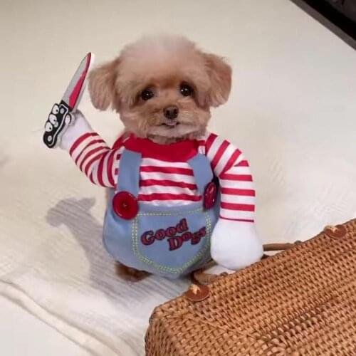 Halloween Knife Doll Dog Clothes Winter Warm Small Medium Cat Dog Winter Warm Clothes Hoodies Sweatshirt Pet Clothing Costume