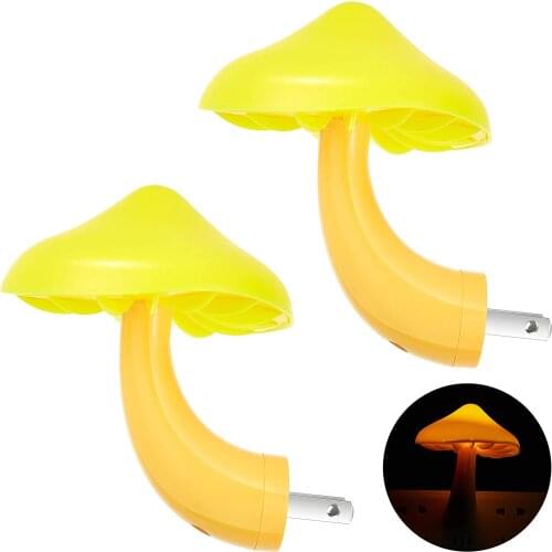 1Pcs Mushroom-Shaped LED Night Lights Wall Socket Lamp Eu Us Plug Warm White Light-control Sensor Bedroom Light Home Decoration