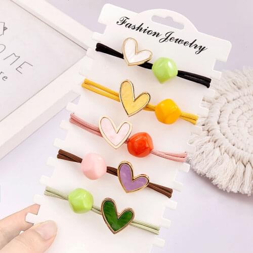 10 Pieces/LOT Lovely Heart Ball Elastic Hair Bands Knot 2021 Scrunchie Women Headbands Fashion Korean Hair Accessories For Girls