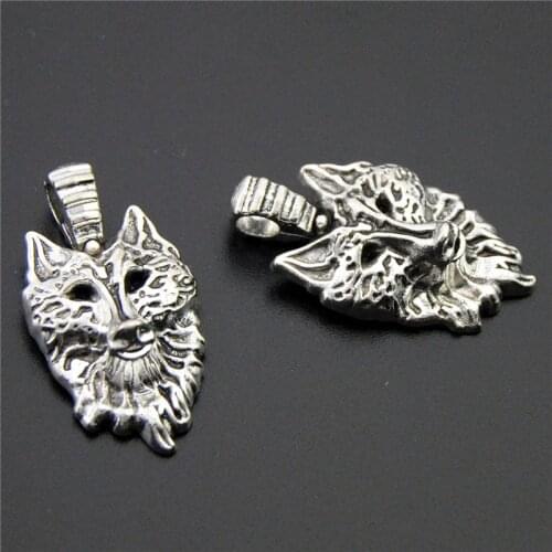 10pcs Silver Color Wolf Head Charm Pendant For Bracelet Necklace Jewelry Accessories Making Handmade A2264