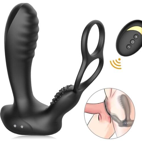 10 Speeds Anal Vibrator Prostate Massager Double Penis Ring Butt Plug Wireless Remote Anal Plug Delay Ejaculation Ring Sex Toys