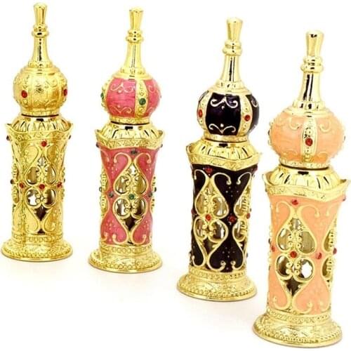 12ml Gold Perfume Bottle with Stick Dubai Style High Quality Middle Eastern Style Perfume Container Essential Oil Bottle Elegant
