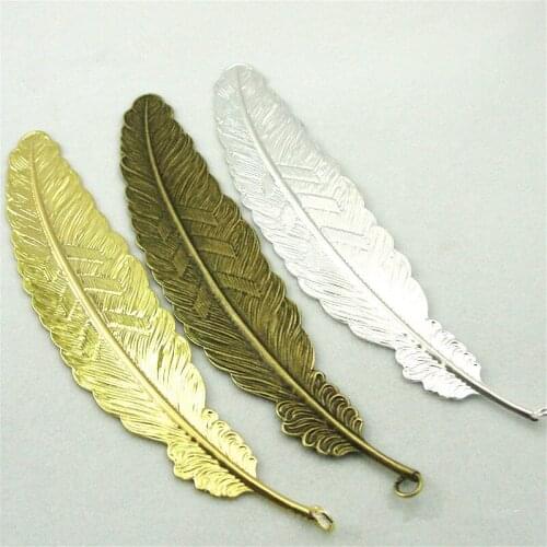 20Pcs/lot Big Feather Pendant 110*23MM 3 Colors Big Pendant Feather Charms for Necklace Book Mark Accessories