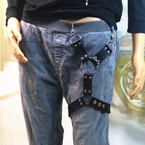 2019 Fashion Cool Gothic Pu Leather Garter Belt Waist Straps Thigh High Leg Harness Suspender For Shorts Jeans Pant sexy garter