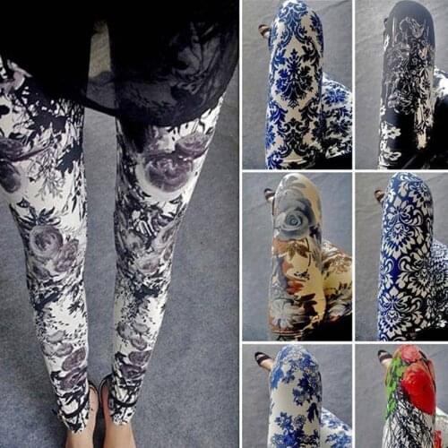 2020 Ink Printed Leggings Womens Yoga Pants Elasticity Slimming Skinny Womens Ninth Pants High-waisted Thin Floral Trousers /40