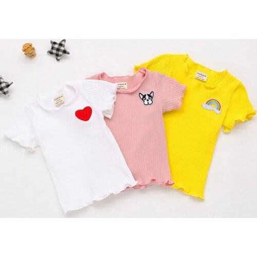 2021 Summer Baby Girls Clothes Cartoon Short Sleeve Soft T-shirt Toddler Kids Tee Tops Knit Baby Shirt Newborn Clothes