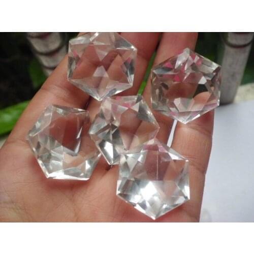 5pcs 30-SIDED NATURAL CLEAR quartz crystal Pendants healing