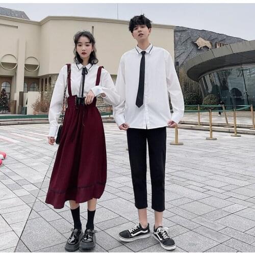 【 861】Autumn and winter lovers dress suit student JK long sleeve shirt class dress couples clothes couples clothing
