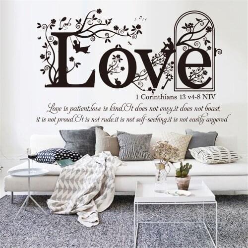 Bible Verse Wall Sticker Bedroom Decor Accessories Romantic Love Quotes Vinyl Wall Decals Home Decoration Living Room Z078