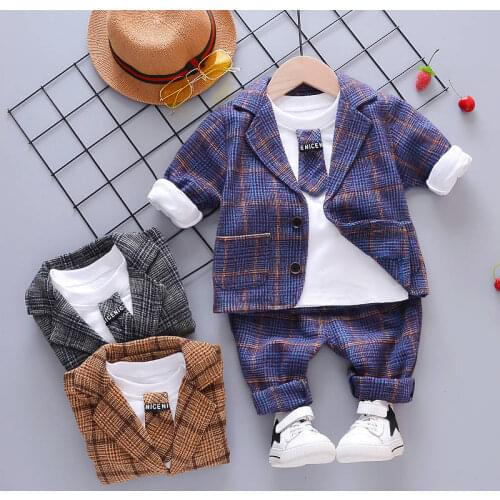3 pcs suits Baby Boy Clothes New Christening Formal Party Bodysuit Outfit Gift long Sleeve autumn set 9 12 18 24 Monthes