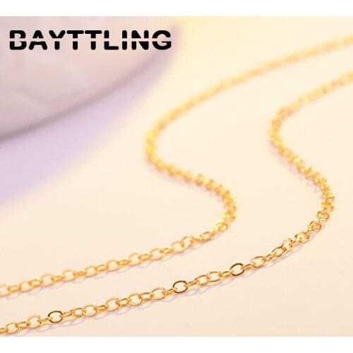 BAYTTLING 925 Sterling Silver 1.5MM 18 Inch Gold O Cross Chain Necklace For Women Fashion Jewelry Gift Wholesale