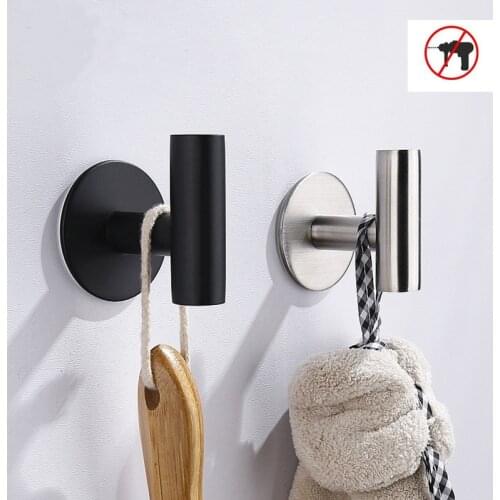 Black Clothes Hook Stainless Steel Single Robe Hook Wardrobe Wall Toilet Wall Single Hook for Bathroom Kitchen Towel Hook
