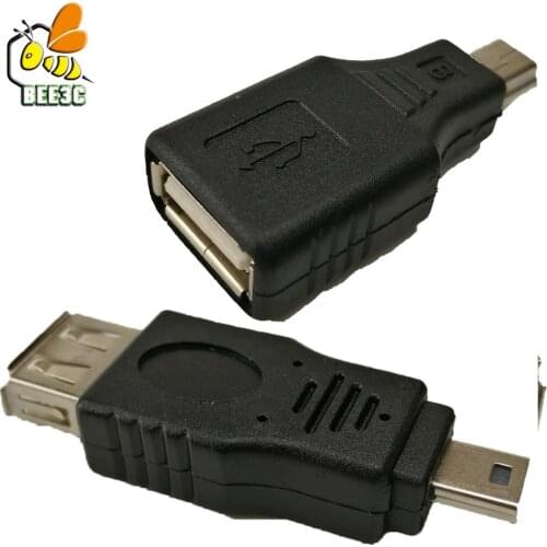 Black USB 2.0 A Female To Mini USB B 5Pin Male Plug OTG Host Adapter Converter Connector 100 pcs