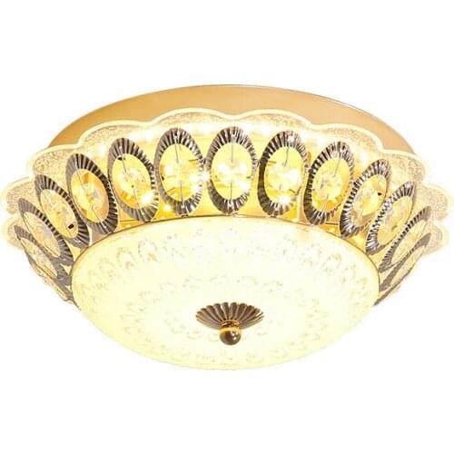 European LED Aisle Balcony Lamp Bedroom Crystal Lamp Golden Circular Ceiling Lamp Study Glass Lamp