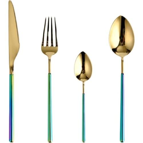 Stainless Steel European Cutlery Set Luxury Creativity Eco Friendly Western Fork Knife Set Reusable Servies Table Art EK50DS