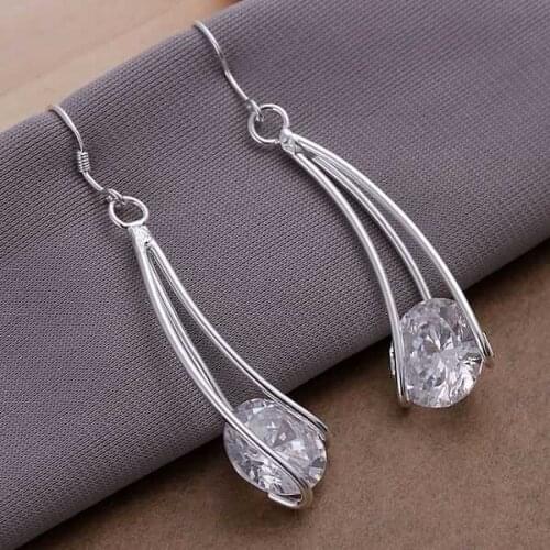 Hot Sale!!Free Shipping 925 Silver Earring,Fashion Sterling Silver Jewelry White Zircon Earrings SMTE164