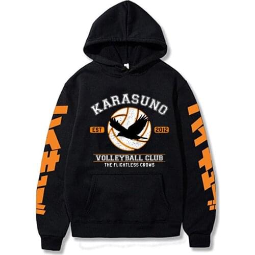 Japanese Anime Haikyuu Hoodies Long Sleeve Streetwear Karasuno Fly High Graphic Unisex Sweatshirts Tops