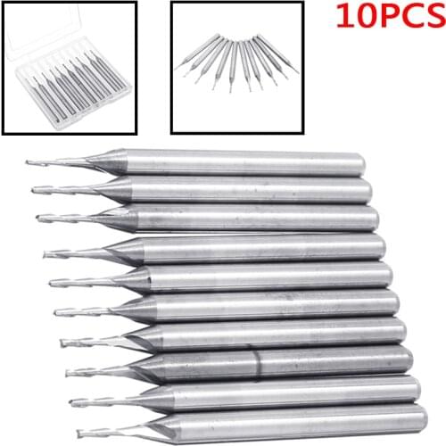 10pcs 2 Flutes End Mill Milling Cutter 1mm Carbide Flat Nose End Mills Router Bit Set For Woodworking Tool