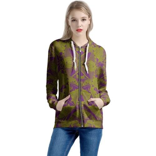 Hot Sale Fashionable Streetwear Hoodies For Women Polynesian Style Ladies Hoodie Custom Zipper Jacket Hoodies