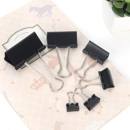 Metal Paper Clip 19/25/32 41/51mm Foldback Metal Binder Clips Black Grip Clamps Paper Document Office School Stationery