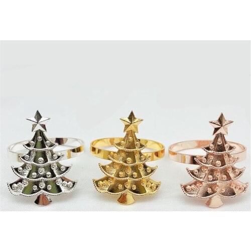 Metal Christmas tree napkin ring three-color optional tabletop decoration for cocktail parties, wedding banquets, holiday partie