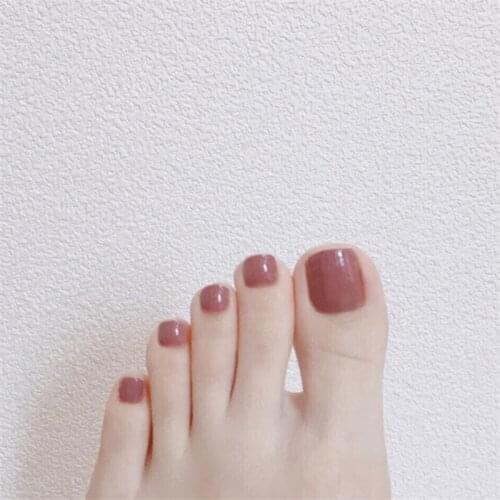 24Pcs Fashion Pink Press On Toenails Full Flat Toes Fake Nails Toes Nail False Nails