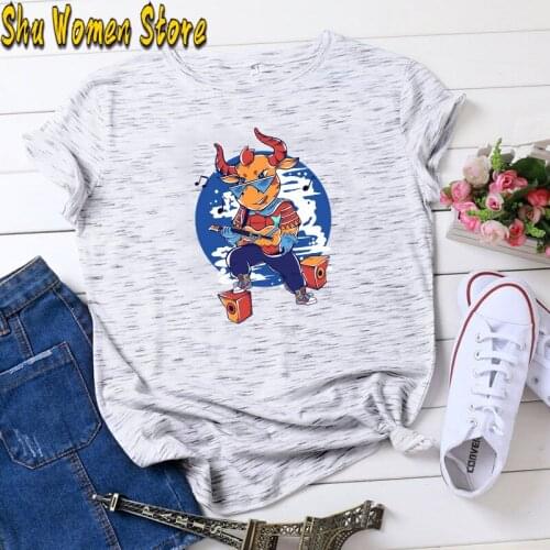 2021 New Bison rock Theme Top Fashion Cartoon Anime Cool T-Shirt Anime T Shirt Street Summer Clothing y2k aesthetic harajuku