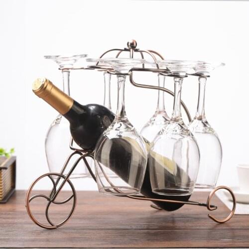 New Delicate Red Wine Bottle Glasses Holder Hanging Upside Down Cup Goblets Display Rack (Bronze)