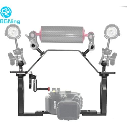 BGNing Aluminium Underwater SLR Camera Stand Support Holder Dual Handheld Tray Bracket with Top Handle Shutter Trigger Mount Kit