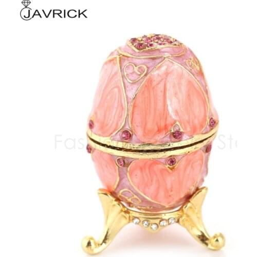Pink LOVE Heart Faberge-Egg Series Hand Painted Jewelry Trinket Box Unique Gift for Easter Home Decor Collectible