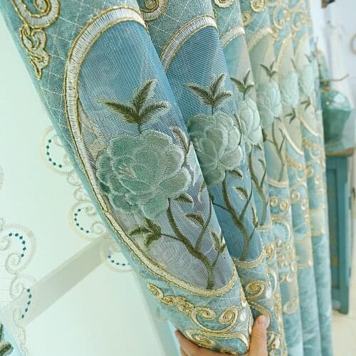 Customization European Style Curtains Balcony Jacquard Chenille Fabric Finished Product Curtains for Living Dining Room Bedroom